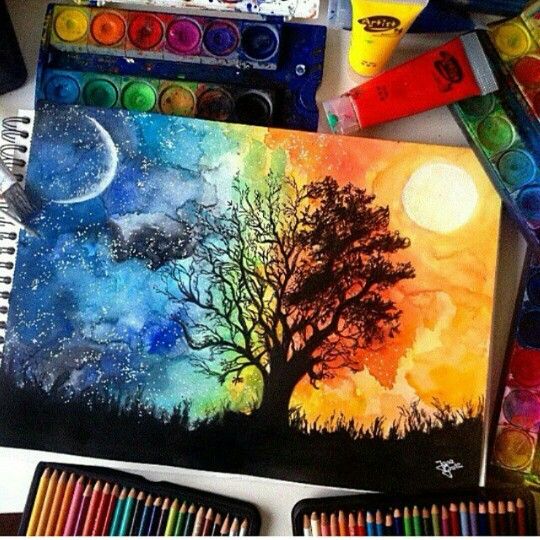 540x540 Water Color - Night And Day Drawing