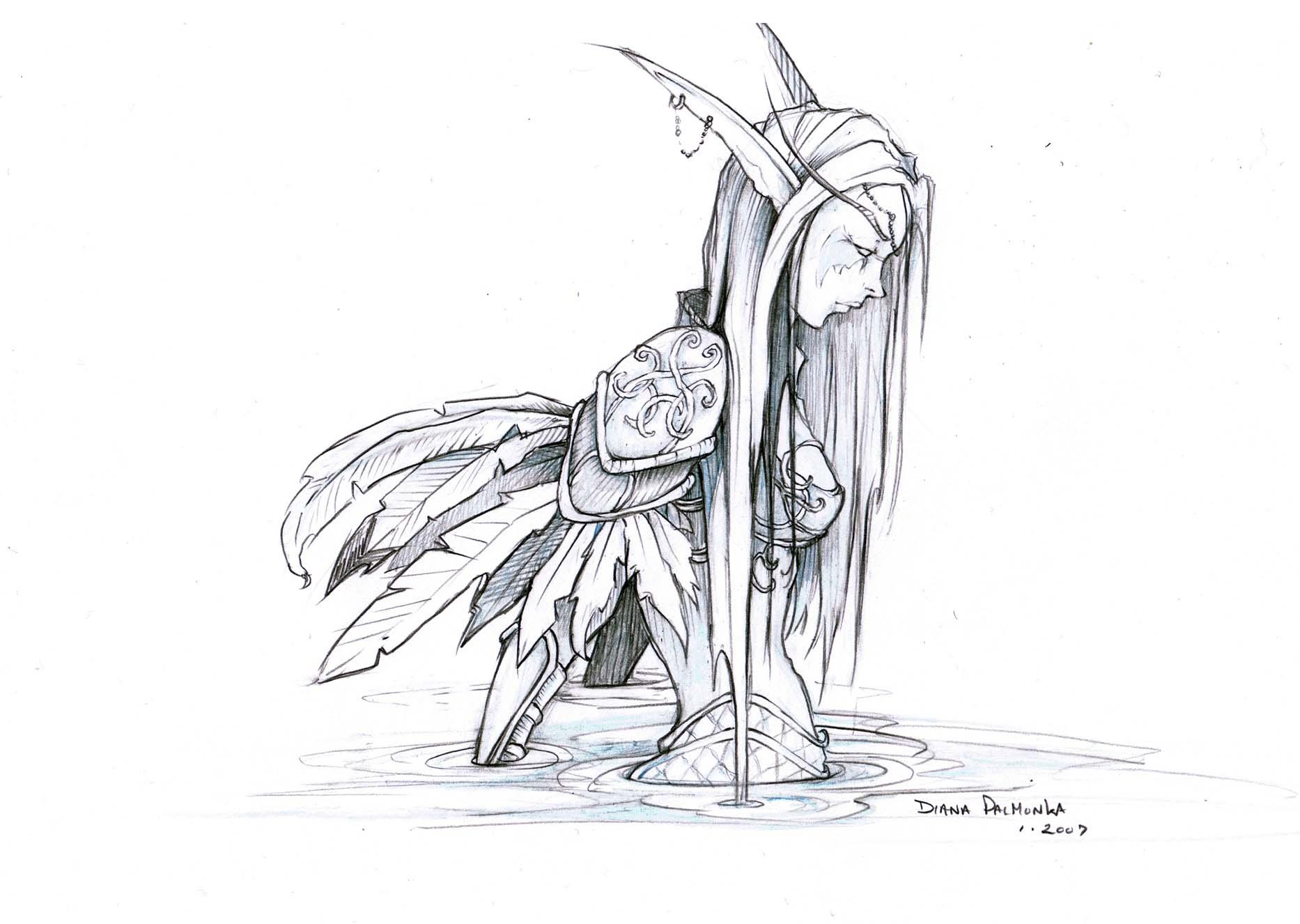 1866x1326 my wife's sketch of a night elf - Night Elf Drawing