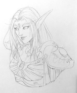 320x382 quick sketch of a night elf priest - Night Elf Drawing