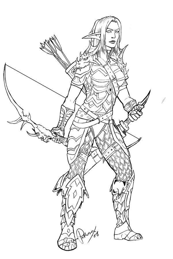 600x896 world of warcraft night elf line drawings here are some - Night Elf Drawing