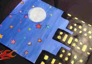 300x210 night sky moonlight scenery drawing - Night Scenery Drawing