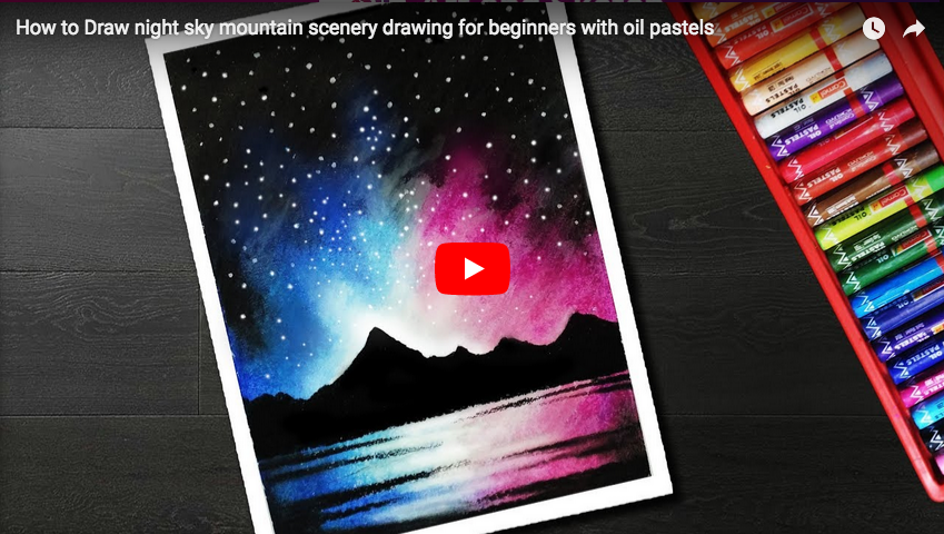 849x480 pastel tutorial how to draw night sky mountain scenery drawing - Night Scenery Drawing
