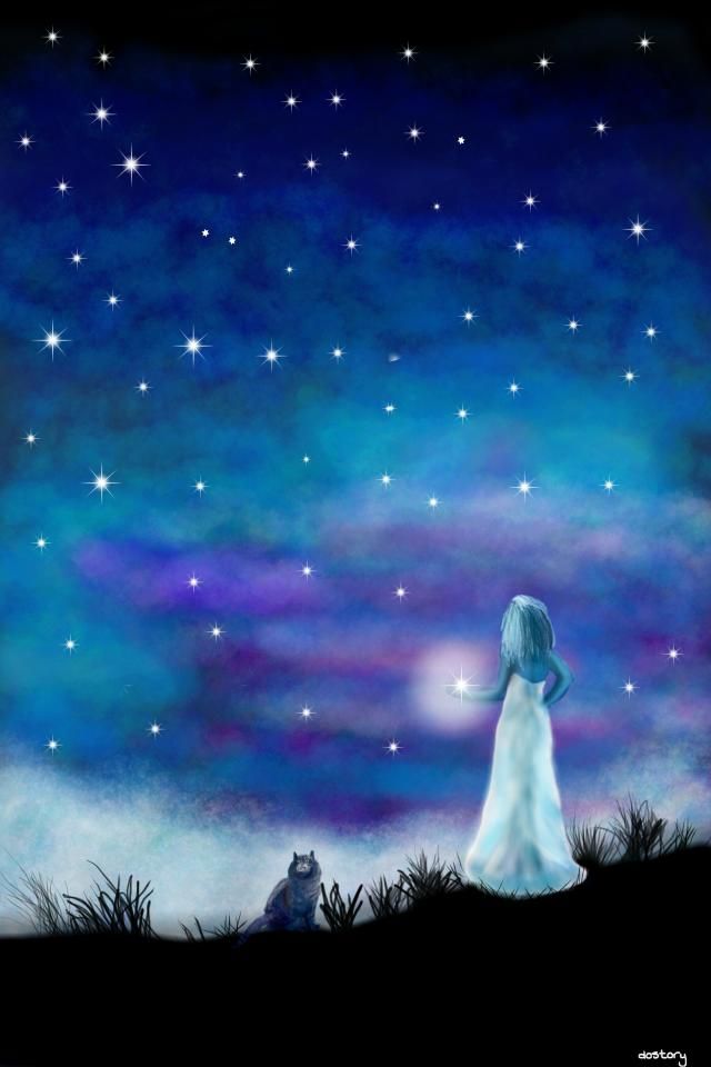 640x960 beautiful blue night sky drawing - Night Sky Drawing
