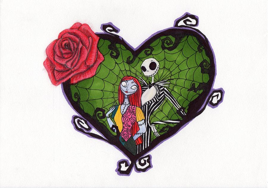 900x634 nightmare before christmas jack and sally drawing - Nightmare Before Christmas Drawings