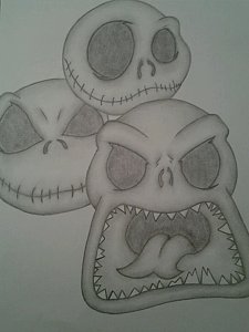 225x300 the many faces of jack drawing - Nightmare Before Christmas Drawings