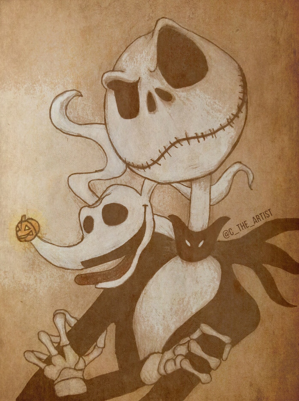 957x1280 Art, Christmas, Dog, Drawing, Halloween - Nightmare Before Christmas Jack Drawing
