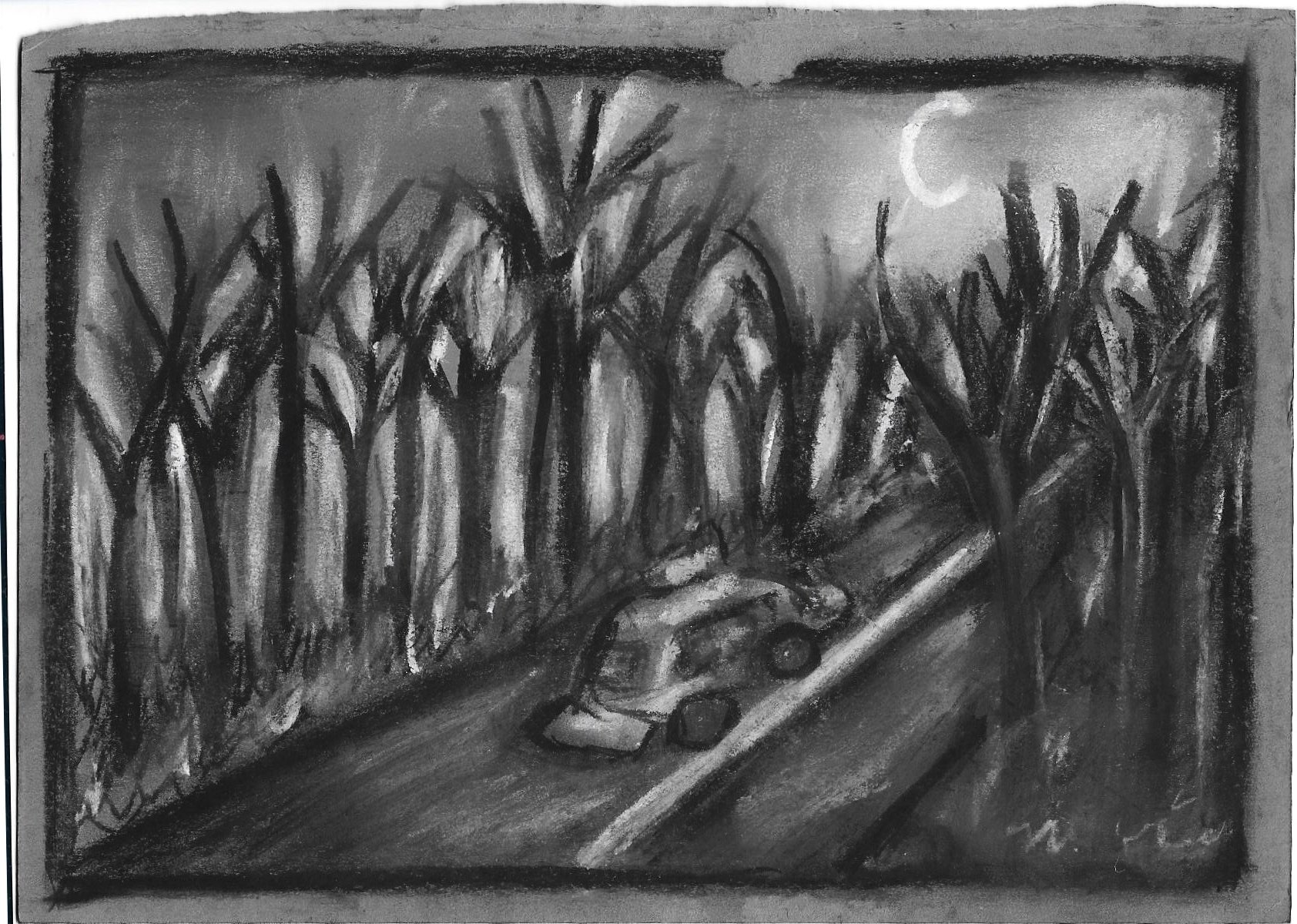 1684x1200 night drive nightmare eerie drawing eerie art dark art etsy - Nightmare Drawings