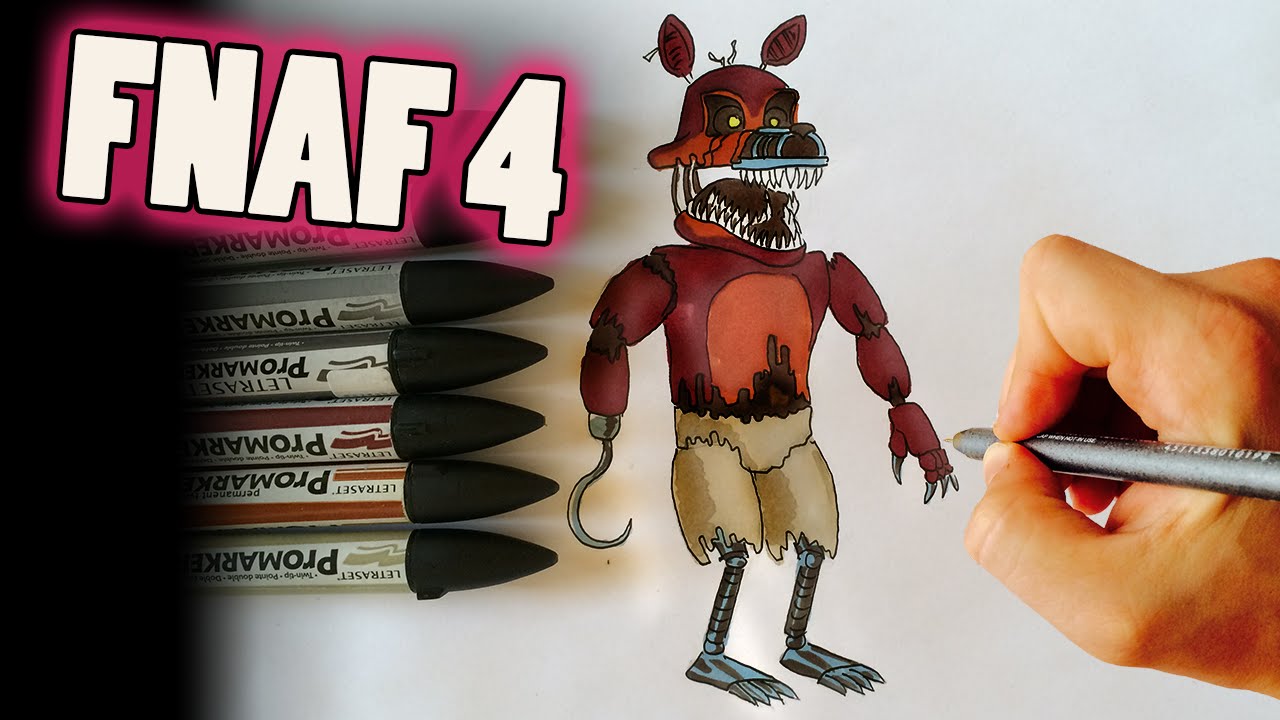 1280x720 how to draw nightmare foxy from fnaf step - Nightmare Foxy Drawing