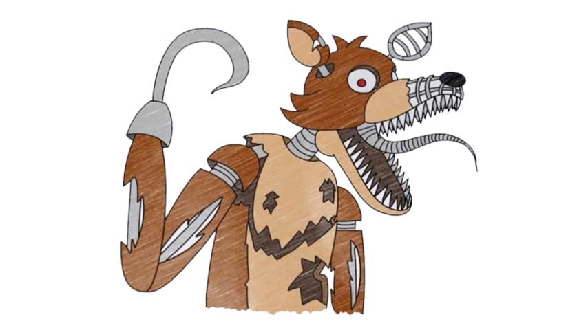 854x480 How To Draw Nightmare Foxy - Nightmare Foxy Drawing