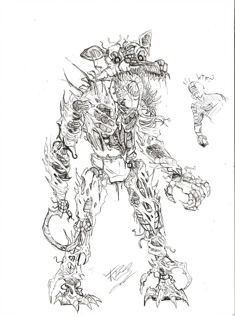771x1037 Nightmare Foxy The Necromorphdesing Sketch - Nightmare Foxy Drawing