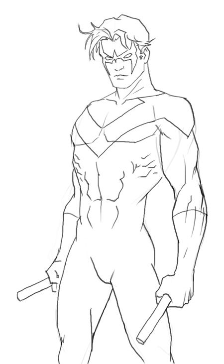 450x731 how to draw nightwing, dick grayson, from dc comics for many - Nightwing Drawing