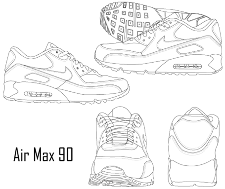 455x383 air max drawing - Nike Air Max 90 Drawing