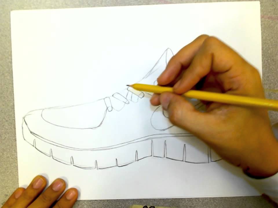 960x720 Nike Runfree Shoe Drawing - Nike Running Shoes Drawing