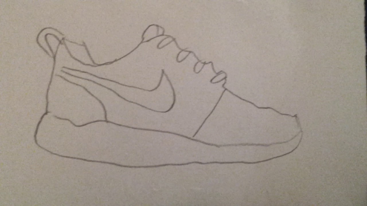 1280x720 Nike Roche Shoes Drawing - Nike Shoe Drawing
