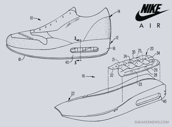 570x421 original nike air bag patent drawings - Nike Sneakers Drawing