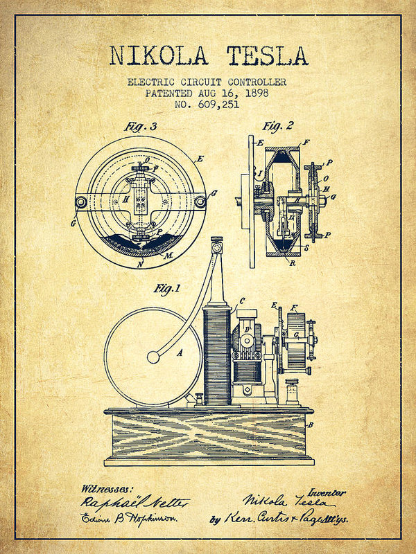 600x800 nikola tesla electric circuit controller patent drawing - Nikola Tesla Drawing