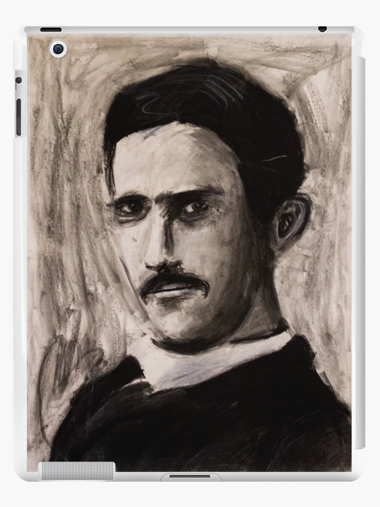 750x1000 nikola tesla charcoal drawing ipad cases skins - Nikola Tesla Drawing