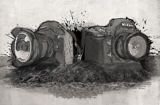630x414 canon vs nikon - Nikon Camera Drawing