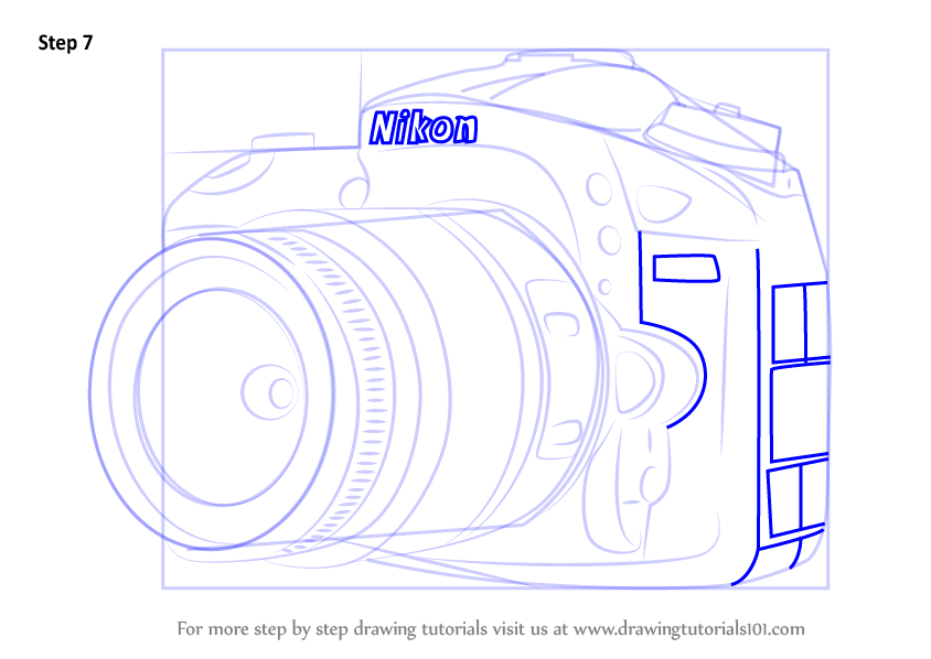 844x598 learn how to draw nikon dslr camera - Nikon Camera Drawing