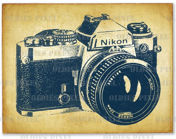 570x452 vintage nikon camera line art illustration hand drawing digi etsy - Nikon Camera Drawing