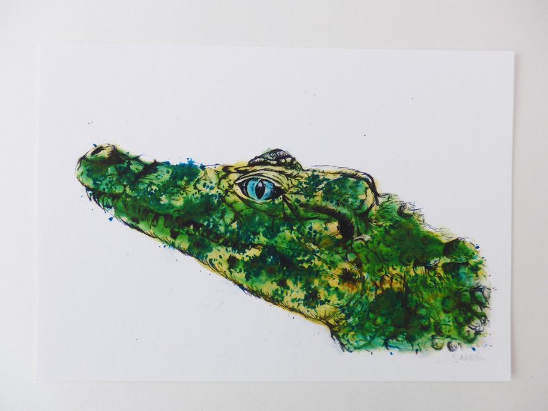 794x596 crocodile art print pen and ink artwork pen drawing etsy - Nile Crocodile Drawing