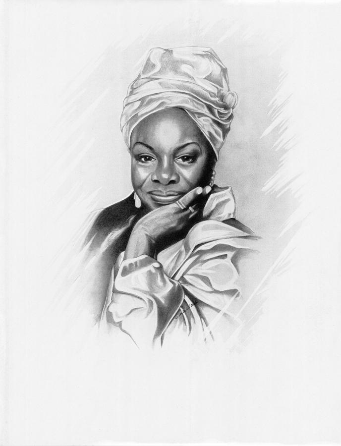 688x900 Nina Simone Drawing - Nina Simone Drawing
