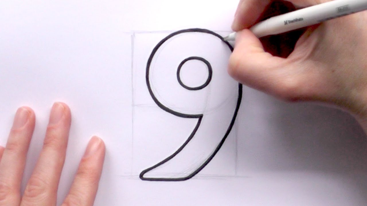 1280x720 How To Draw A Cartoon Number - Nine Drawing