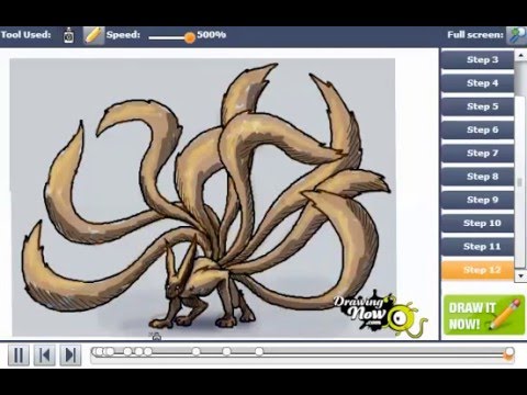 480x360 How To Draw The Nine Tailed Demon Fox From Naruto - Nine Tailed Fox Drawing