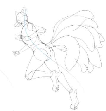 358x373 mythical creatures how to draw a kitsune, the nine tailed fox - Nine Tailed Fox Drawing