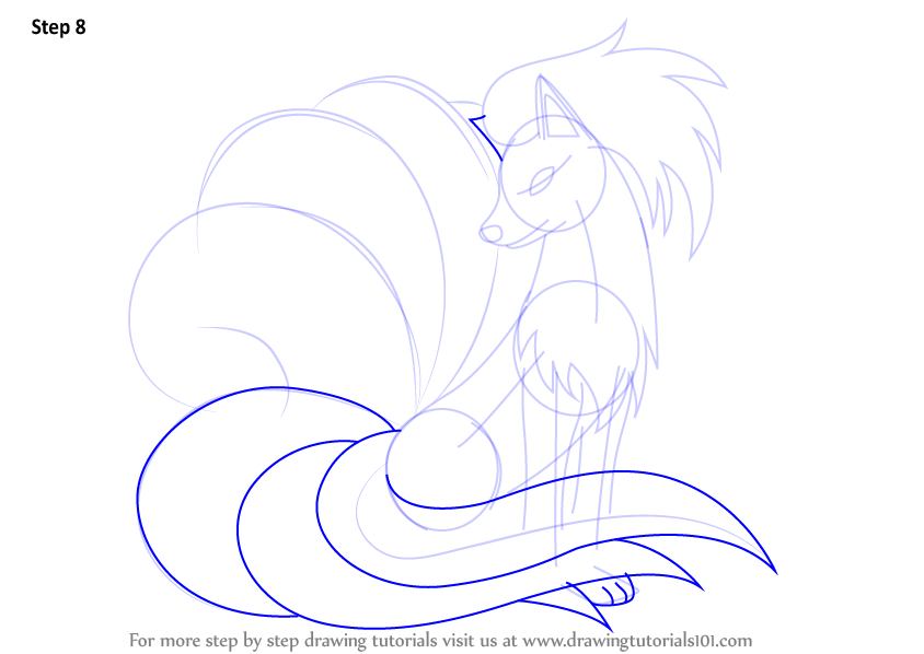 844x598 Learn How To Draw Ninetales From Pokemon - Nine Tails Drawing