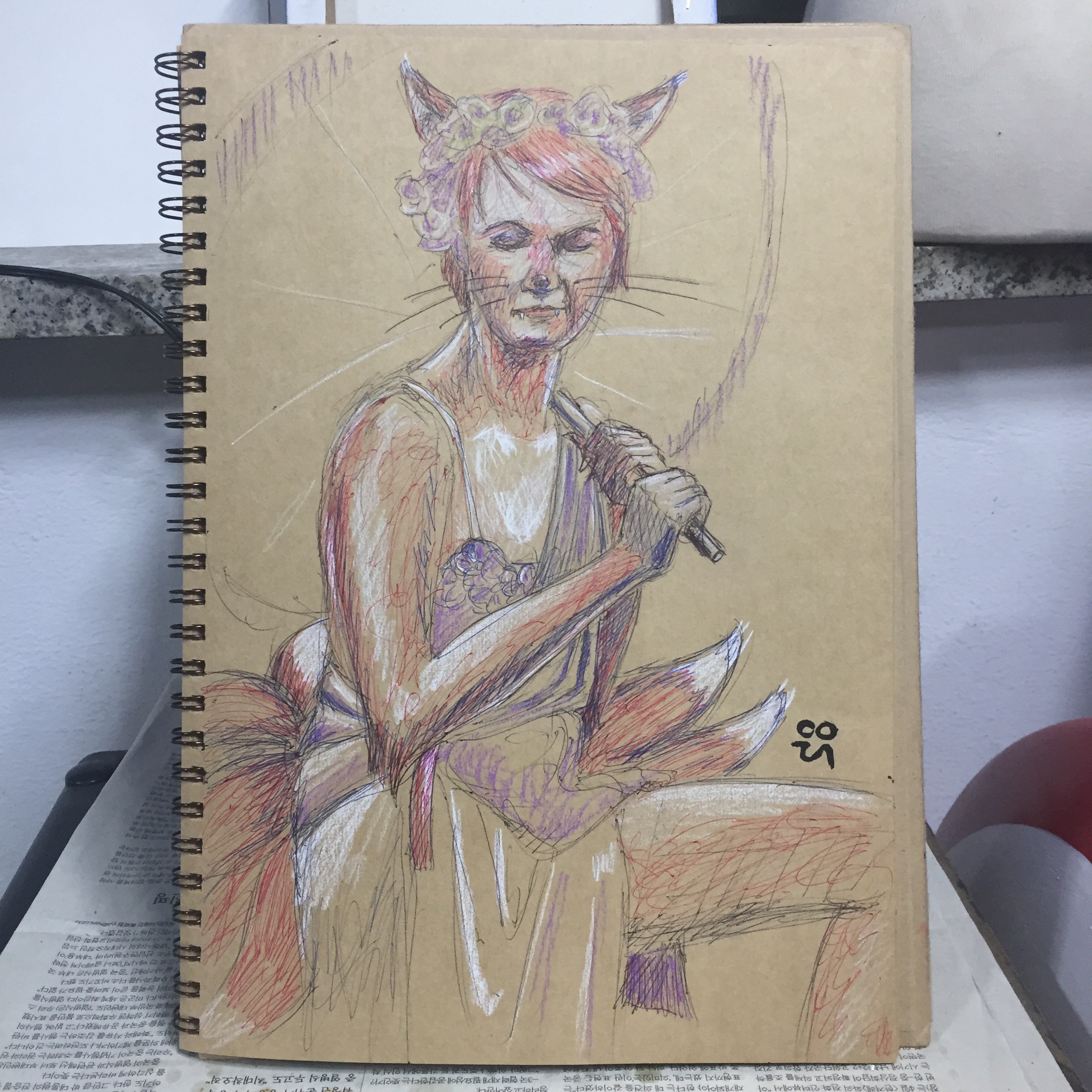 2448x2448 Nine Tailed Fox Drawing Session! Albinogoth - Nine Tails Drawing