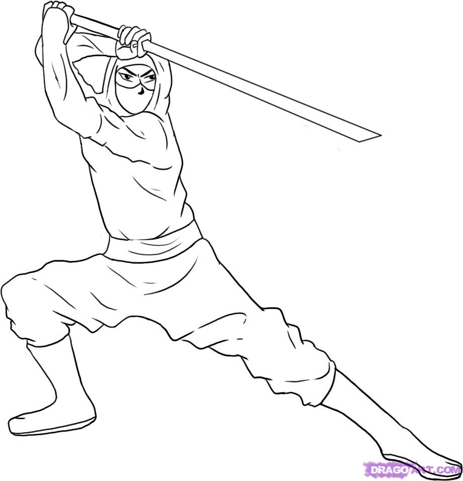 922x957 draw a ninja, step - Ninja Drawing