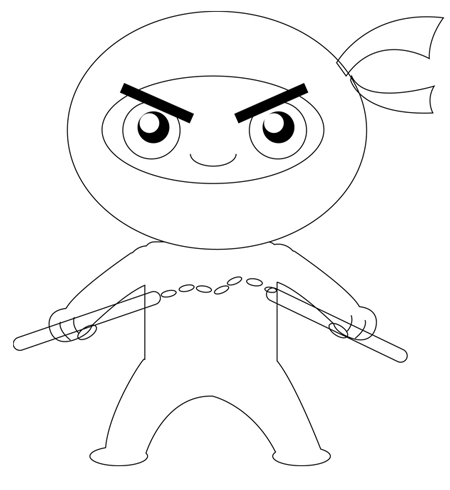 450x490 how to draw cartoon ninja boy east step - Ninja Drawing Easy