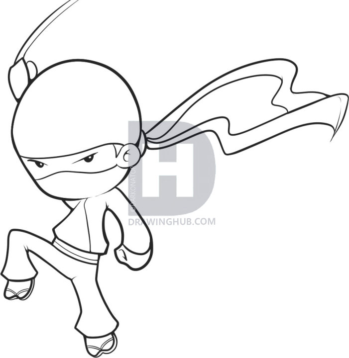701x720 How To Draw An Easy Ninja, Step - Ninja Drawing Easy