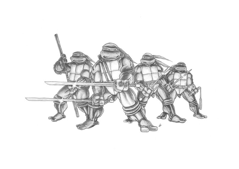 794x561 teenage mutant ninja turtles pencil drawing etsy - Ninja Pencil Drawing