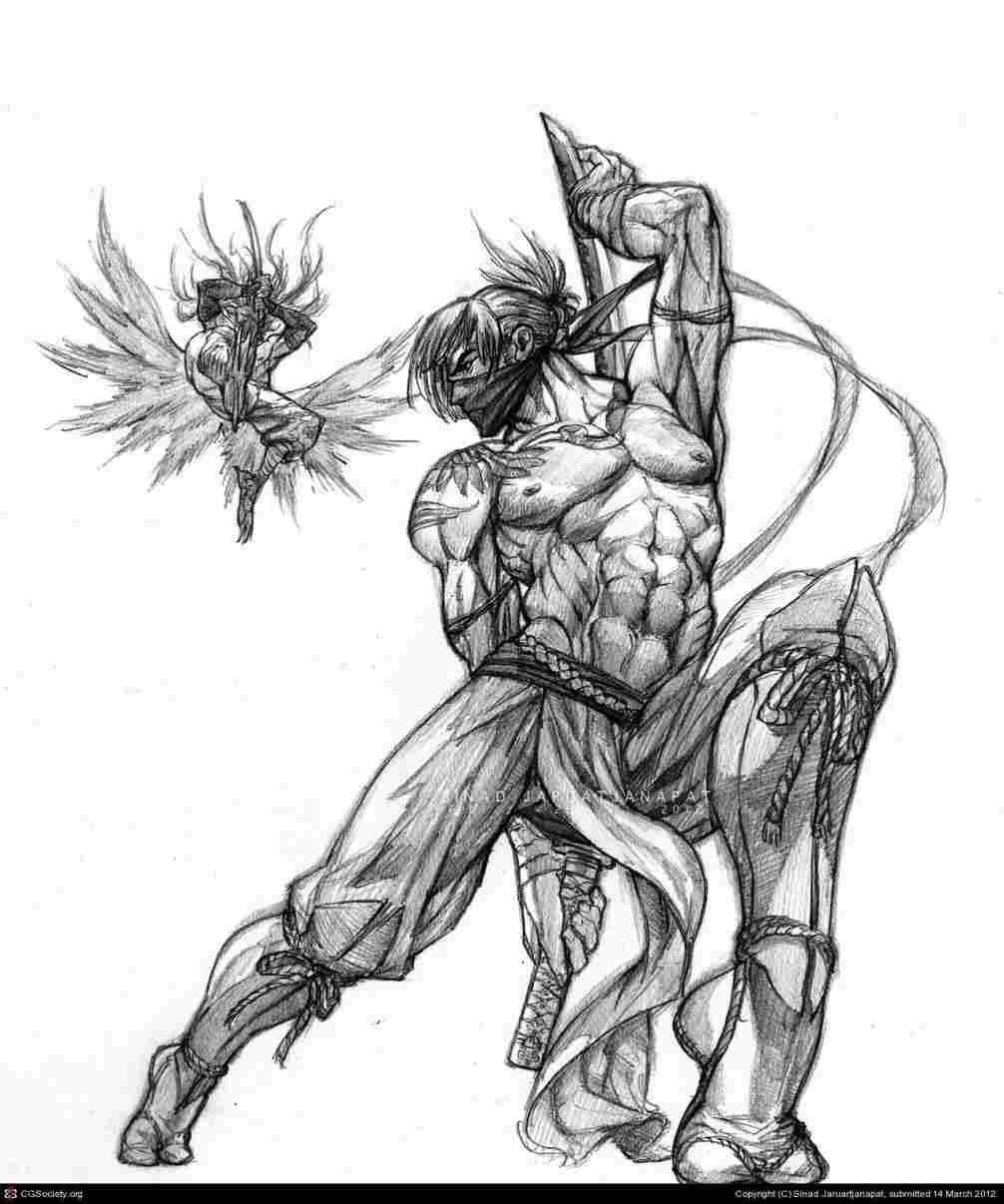 1006x1206 ninja pencil drawing of ninja fight pencil drawing - Ninja Pencil Drawing