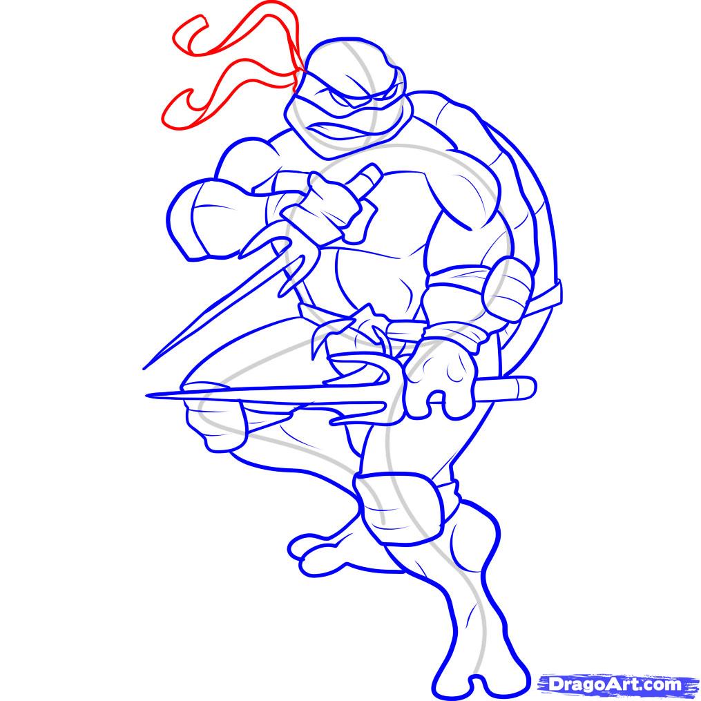 1015x1015 how to draw a ninja turtle, step - Ninja Turtle Drawing