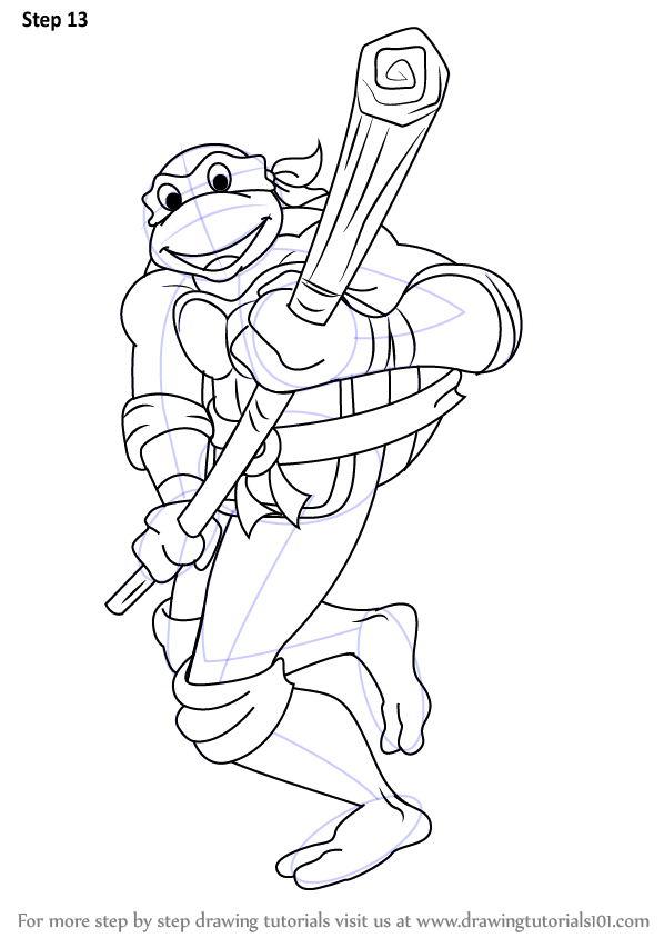 598x844 Learn How To Draw Donatello From Teenage Mutant Ninja Turtles - Ninja Turtle Drawing Pictures