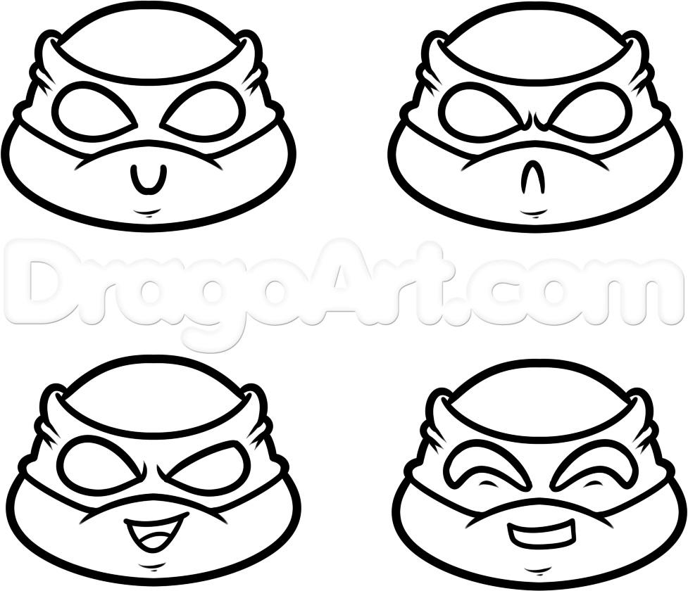 977x840 How To Draw Chibi Teenage Mutant Ninja Turtles, Step - Ninja Turtle Head Drawing