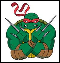 200x211 How To Draw Teenage Mutant Ninja Turtles Cartoon Characters - Ninja Turtle Raphael Drawing