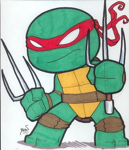 424x493 Chibi Raphael - Ninja Turtle Raphael Drawing