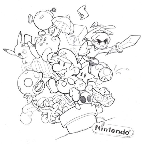 500x504 nintendo collage - Nintendo Character Drawings