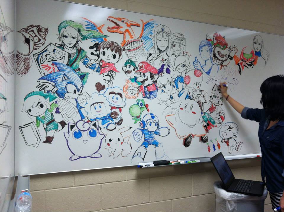 960x717 white board character drawings gaming - Nintendo Character Drawings