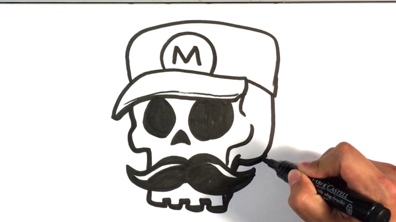 1280x720 How To Draw Mario Skull - Nintendo Drawings