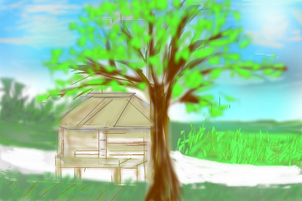 600x400 nipa hut near farm a ornamental speedpaint drawing - Nipa Hut Drawing