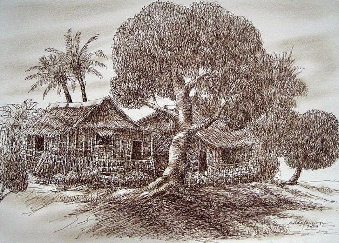690x495 philippine nipa hut series eddefensor - Nipa Hut Drawing