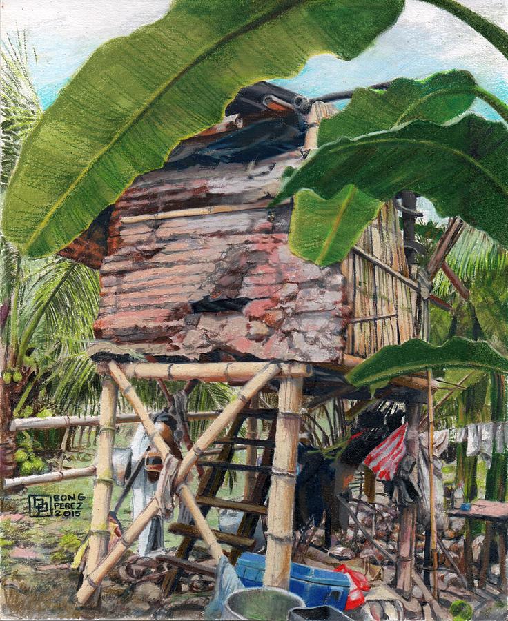 736x900 Barong Barong - Nipa Hut Drawing
