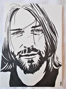 225x300 Art Marker Pen Sketch Drawing Musician Singer Kurt Cobain - Nirvana Drawing