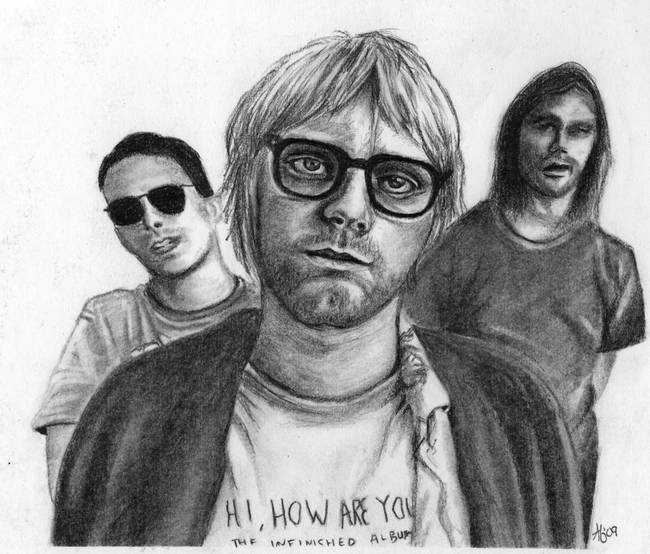 650x554 Nirvana Portrait Drawing - Nirvana Drawing