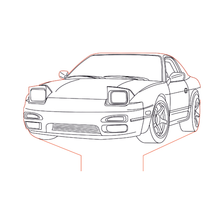 450x450 nissan illusion lamp plan vector for cnc - Nissan 240sx Drawing